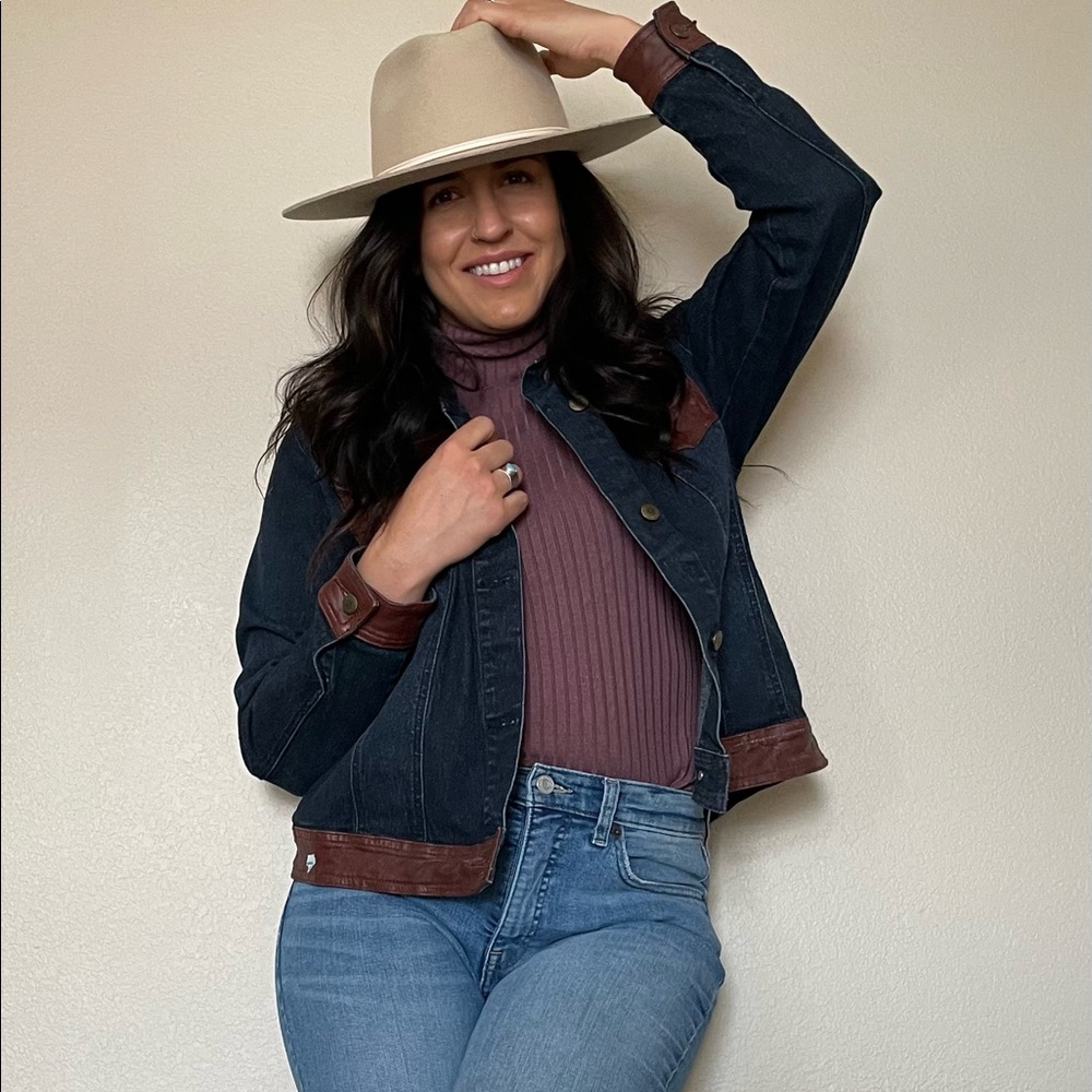 90’s denim jacket with leather accents